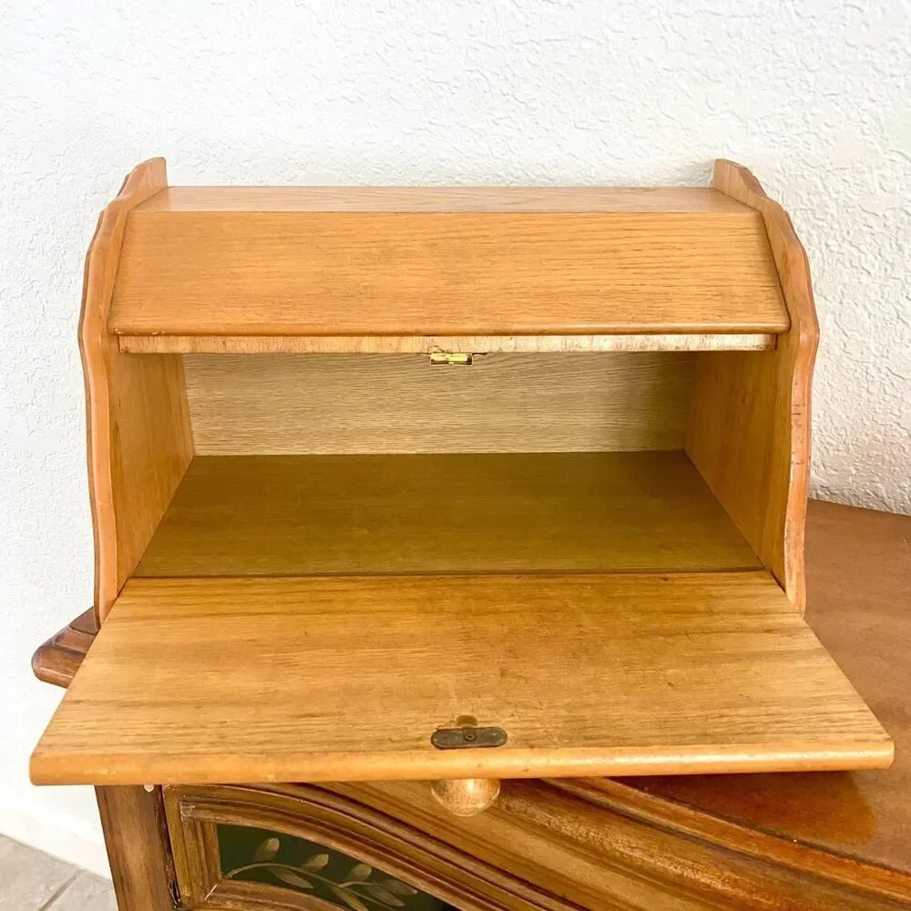 Vintage Housewares Coordinates Wooden Bread Box Cottage Core Farmhouse
